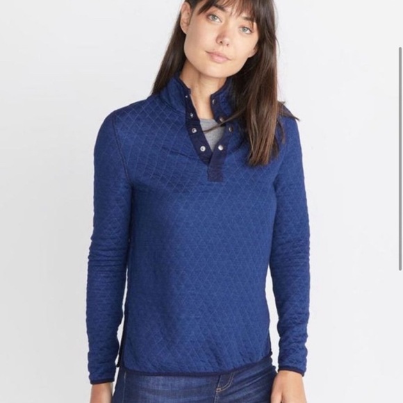 Marine Layer Lady Corbet Quilted Pullover In Indigo Blue - Picture 1 of 6